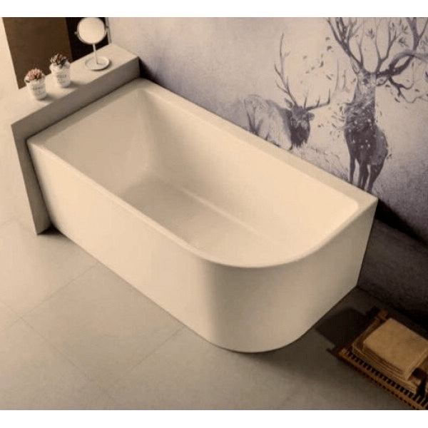 Oliver | 1400mm Left Corner Acrylic Free Standing Back To Wall Bath Tub