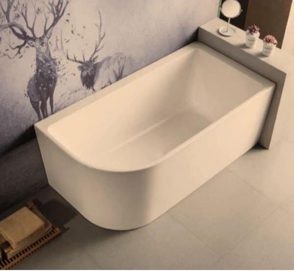 Oliver | 1400mm Right Corner Acrylic Free Standing Back To Wall Bath Tub