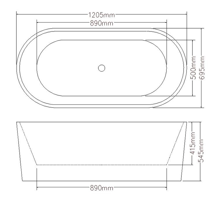 Orian | 1200 Gloss White Designer Freestanding Bath Tub Inc Waste
