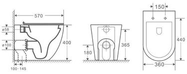 Raul 99 | Rimless Floor Pan Toilet Suite Package