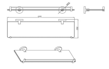 Miro | Matte Black Glass Shower Shelf