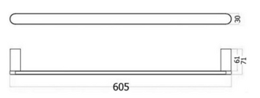 Elite | Single Towel Rail 600mm Brushed Nickel