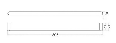 Elite | Single Towel Rail 800mm Brushed Nickel
