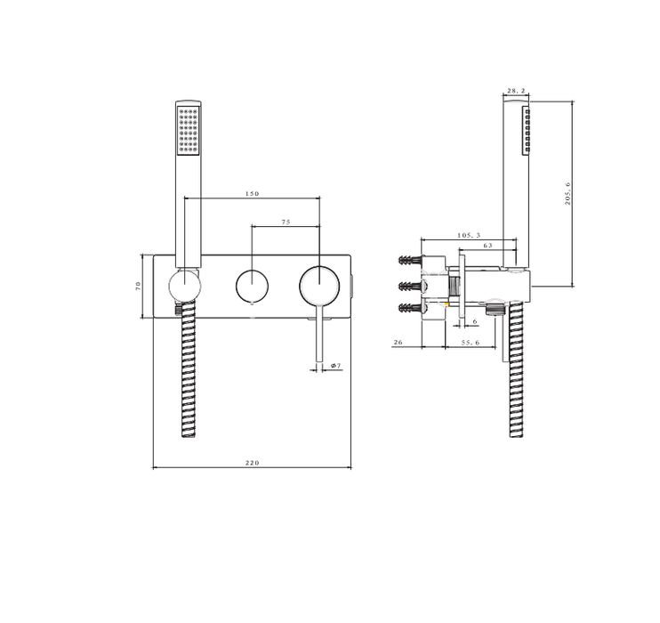 Poco | Chrome  3 Hole Bath/Shower Mixer Set