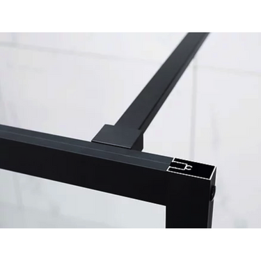 1200 x 2000 mm Black Fixed Shower Screen Panel - Acqua Bathrooms