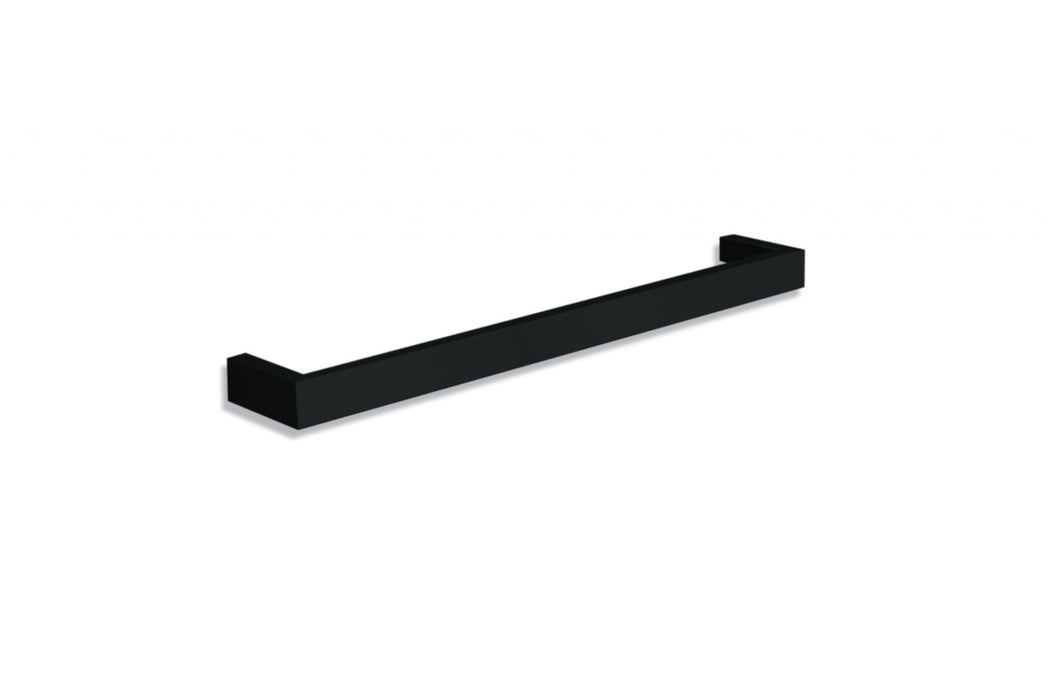 Thermo | Matt Black Square Single Bar Heated Towel Rail | W632xH40xD100mm