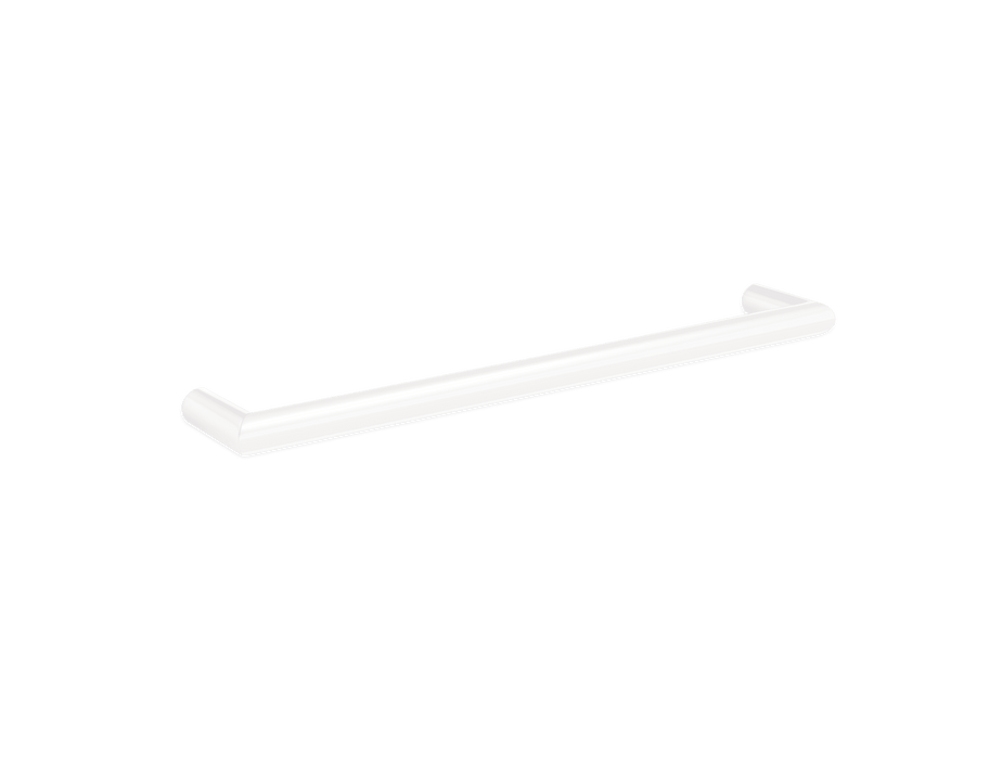 Thermo | Satin White Round Single Bar Heated Towel Rail | W632xH32xD100mm