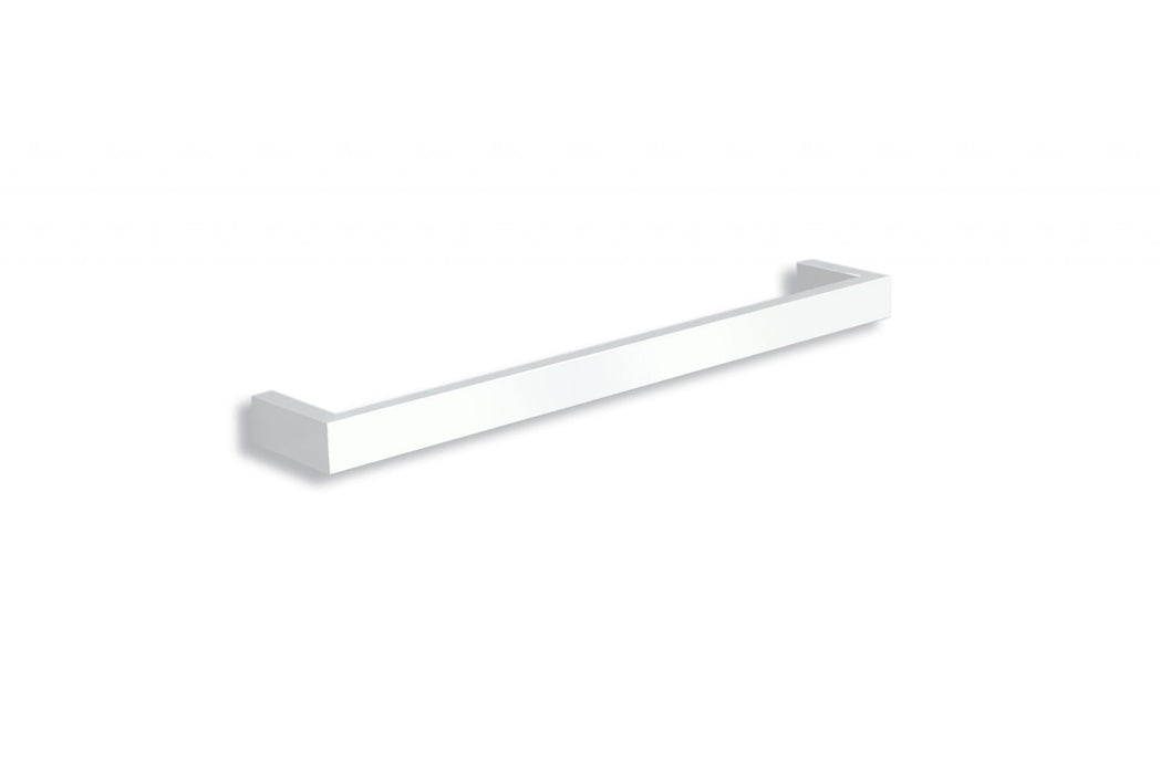 Thermo | Satin White Square Single Bar Heated Towel Rail | W632xH40xD100mm