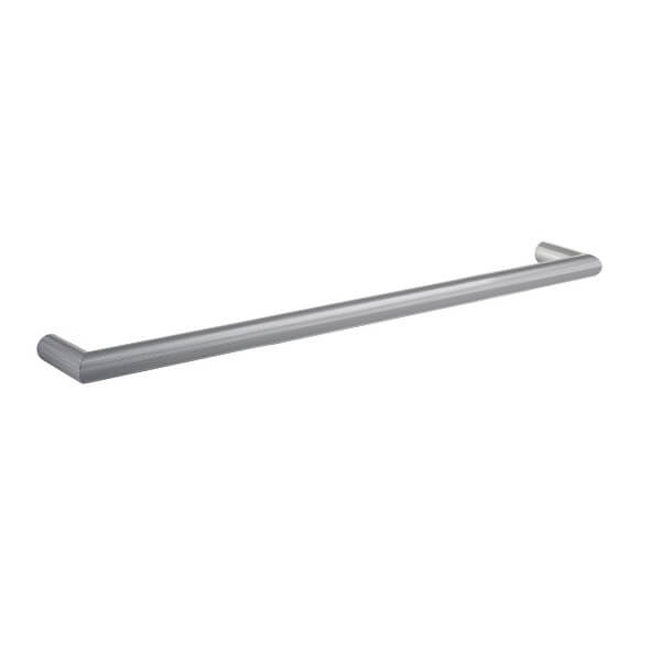 Thermo | Brushed Stainless Steel Round Single Bar Heated Towel Rail | W632xH32xD100mm