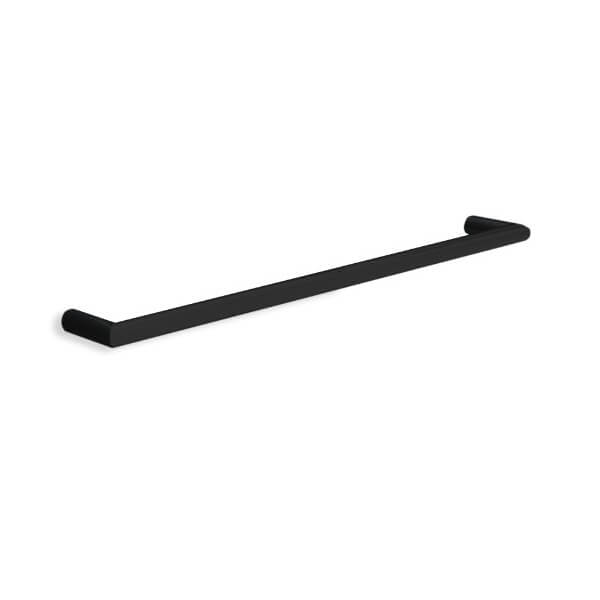 Thermo | Round Black Single Bar Heated Towel Rail | W632xH32xD100mm