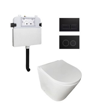 Cee Jay | Black Vero Rimless Floor Pan Toilet Suite Package