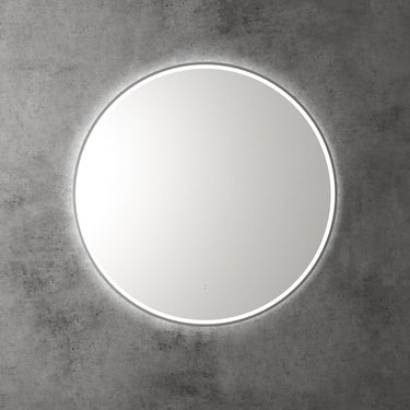 Aulic | Windsor 900 Touchless Round LED Mirror with Gun Metal Grey Frame