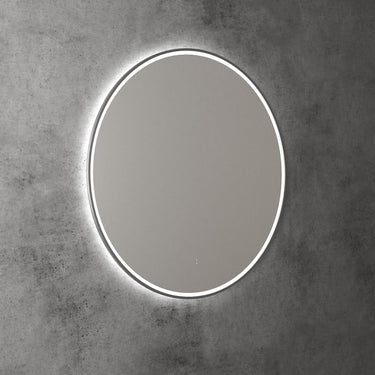 Aulic | Windsor 900 Touchless Round LED Mirror with Gun Metal Grey Frame