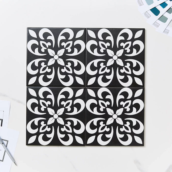 Picasso Arabic Black & White 200 x 200 Feature Tile