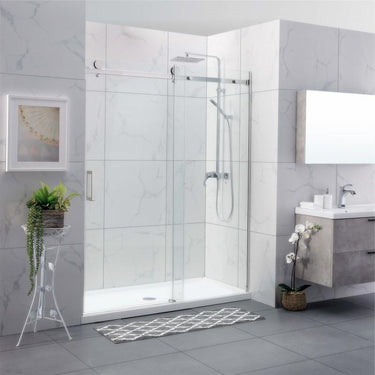 Square Frameless Adjustable Wall to Wall Sliding Shower Screen - Acqua Bathrooms