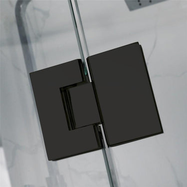 Square Frameless Black Corner Shower Screen - Acqua Bathrooms