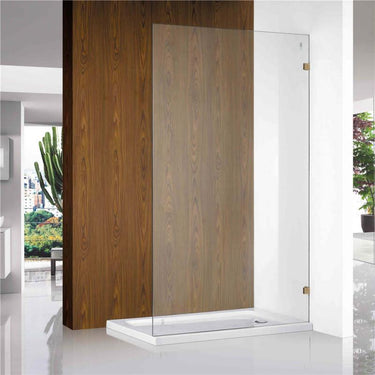 Frameless Brushed Gold Fixed Panel Shower Screen - Acqua Bathrooms