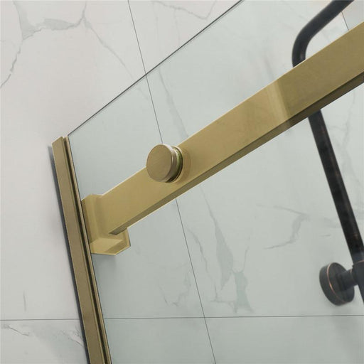 Brushed Gold Square Frameless Adjustable Wall to Wall Sliding Shower Screen - Acqua Bathrooms