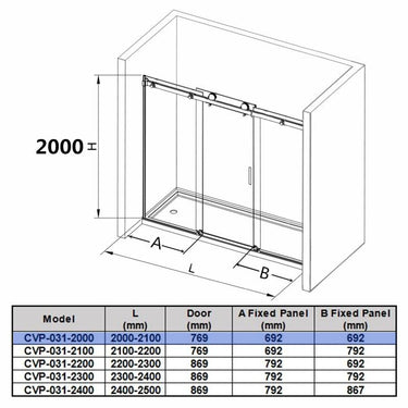 Brushed Gold Square Frameless Adjustable Wall to Wall Sliding Shower Screen - Acqua Bathrooms