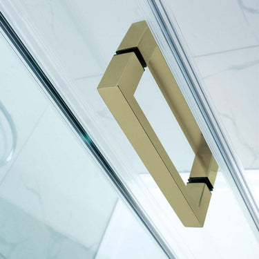 Brushed Gold Square Frameless Adjustable Wall to Wall Sliding Shower Screen - Acqua Bathrooms
