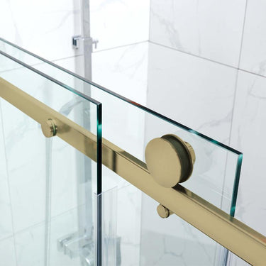 Brushed Gold Square Frameless Adjustable Wall to Wall Sliding Shower Screen - Acqua Bathrooms