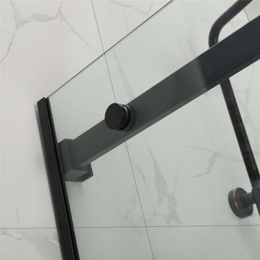 Tinted Square Frameless Black Sliding Adjustable Shower Screen - Acqua Bathrooms