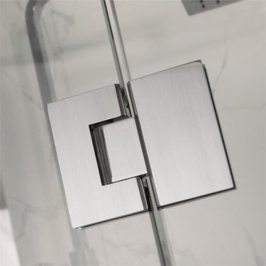 Square Brushed Nickel Frameless Corner Shower Screen - Acqua Bathrooms