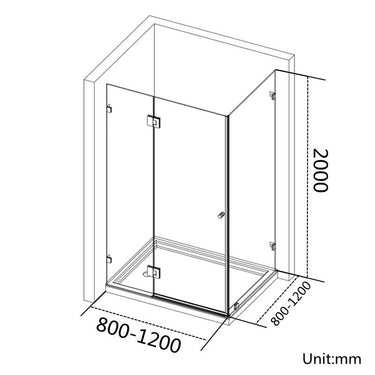 Square Brushed Nickel Frameless Corner Shower Screen - Acqua Bathrooms