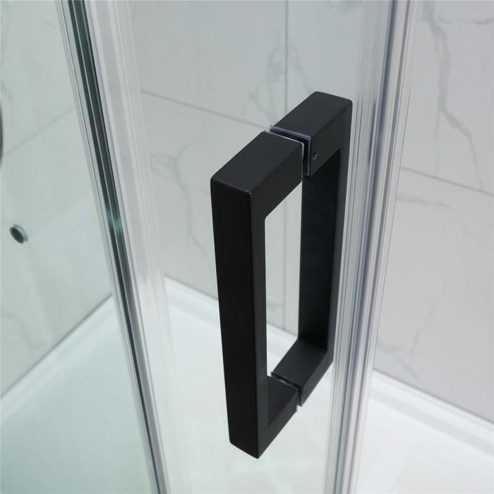 Tinted Square Frameless Black Sliding Adjustable Shower Screen - Acqua Bathrooms