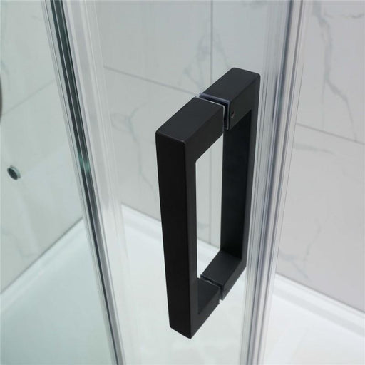 Square Frameless Adjustable Black Wall to Wall Sliding Shower Screen - Acqua Bathrooms