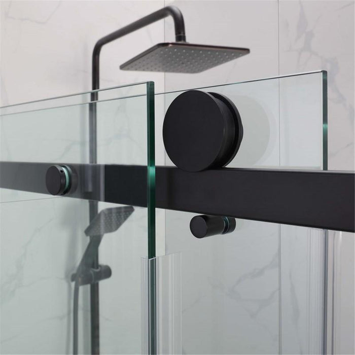 Tinted Square Frameless Black Adjustable Wall to Wall Sliding Shower Screen - Acqua Bathrooms