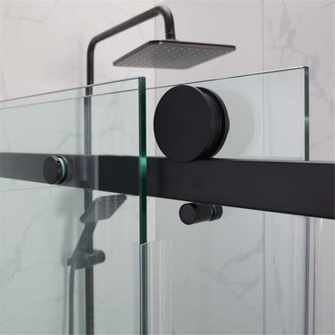 Square Frameless Adjustable Black Wall to Wall Sliding Shower Screen - Acqua Bathrooms