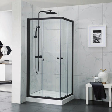 Black Square Corner Sliding Shower Screen 