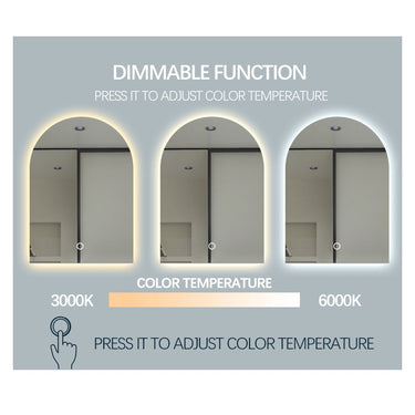 Arched | 600 x 900 mm LED Mirror Three colour option 3000K / 4000K / 6000K