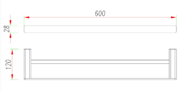 Alpha | Chrome Double Towel Rail 600mm Solid Brass