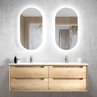 Byron | 1500 Double Bowl Natural Oak Wall Hung Vanity