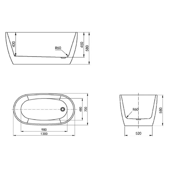 Vinny | 1300 freestanding bath tub inc waste