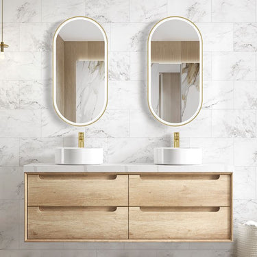 Byron | 1500 Double Bowl Natural Oak Wall Hung Vanity