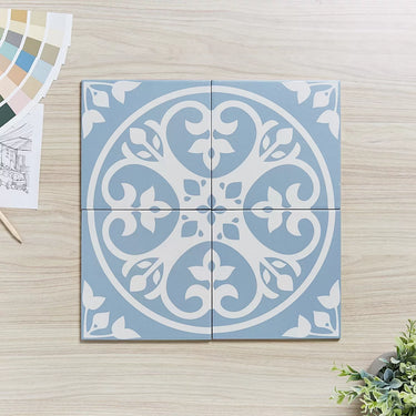 Picasso Floral Light Blue 200 x 200 Feature Tile