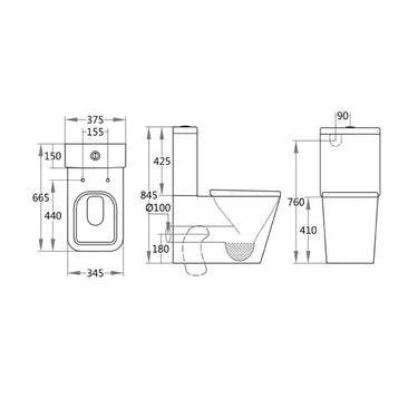 Poseidon | Qubist Square Wall Faced Toilet Suite