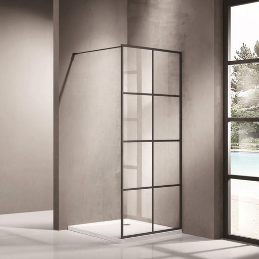 1200 x 2000 mm Black Fixed Shower Screen Panel - Acqua Bathrooms