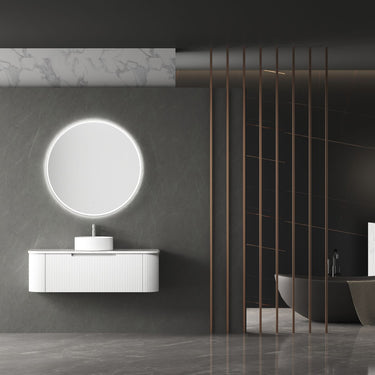 Aulic | Windsor 700 Touchless Round LED Mirror with Brushed Nickel Frame