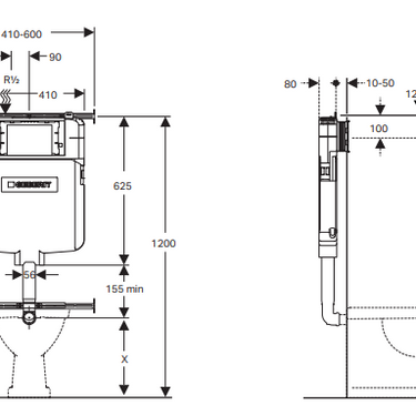 Zara Rimless In Wall Cistern Floor Pan Toilet Suite Package