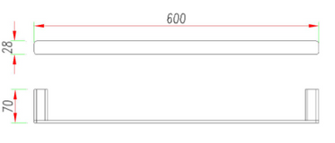 Alpha | Chrome Single Towel Rail 600mm Solid Brass