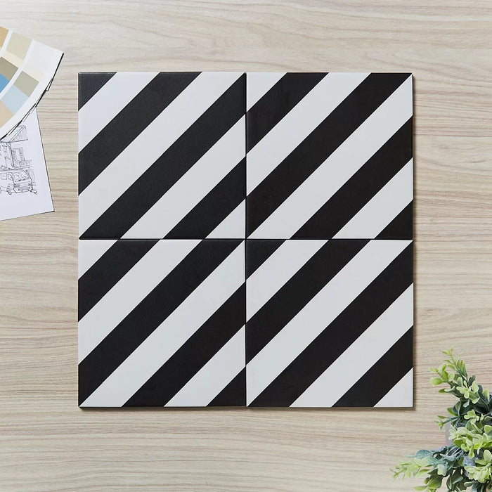 Picasso Terrace Black & White 200 x 200 Feature Tile