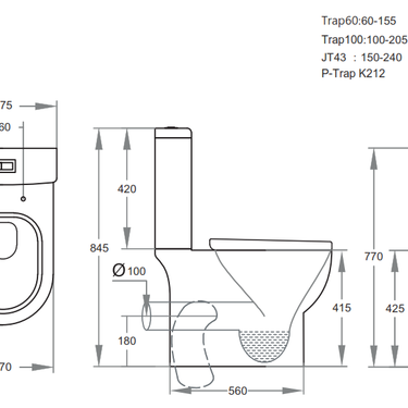 Poseidon | Theo Square Wall Faced Toilet Suite