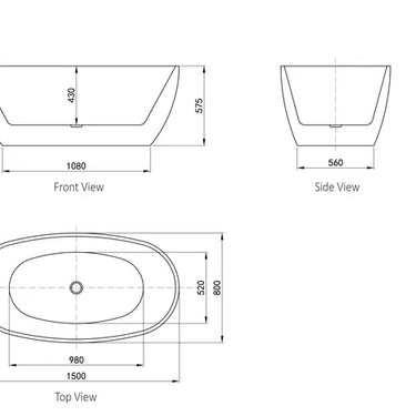 Vinny | 1500 freestanding bath tub inc waste