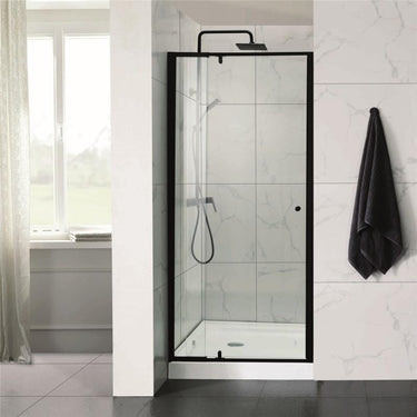 850-1180 Black Wall to Wall Pivot Shower Screen - Acqua Bathrooms